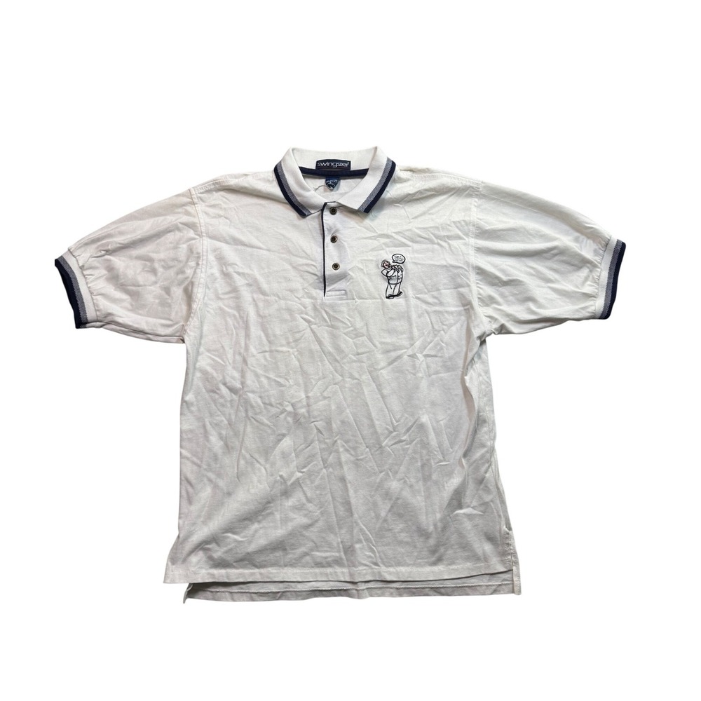 Vintage Swingster KFC Chicken Genius Polo Shirt White Mens Large Made in USA
